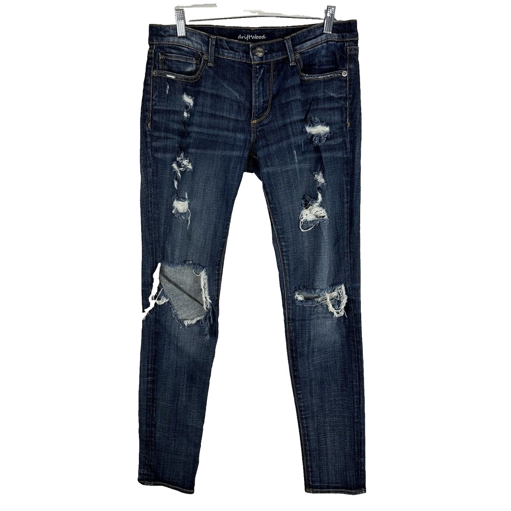 Driftwood Jeans‎ Womens Size 29 Distressed Dark Wash Stretch Comfort Mid Rise